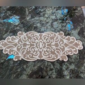 Pier 1 Imports Gold & White Beaded Table Runner